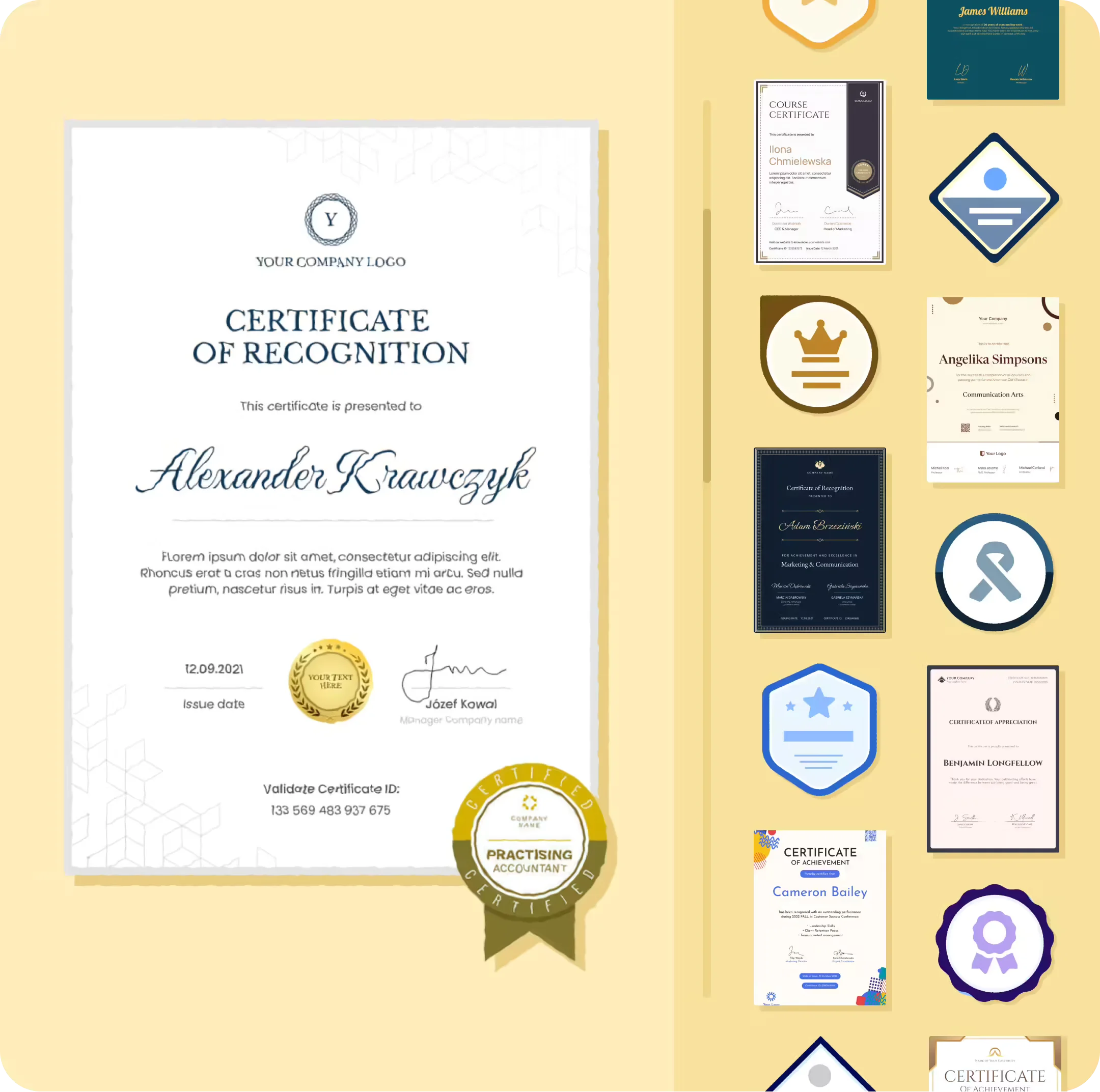 Choose from thousands of customizable certificate templates