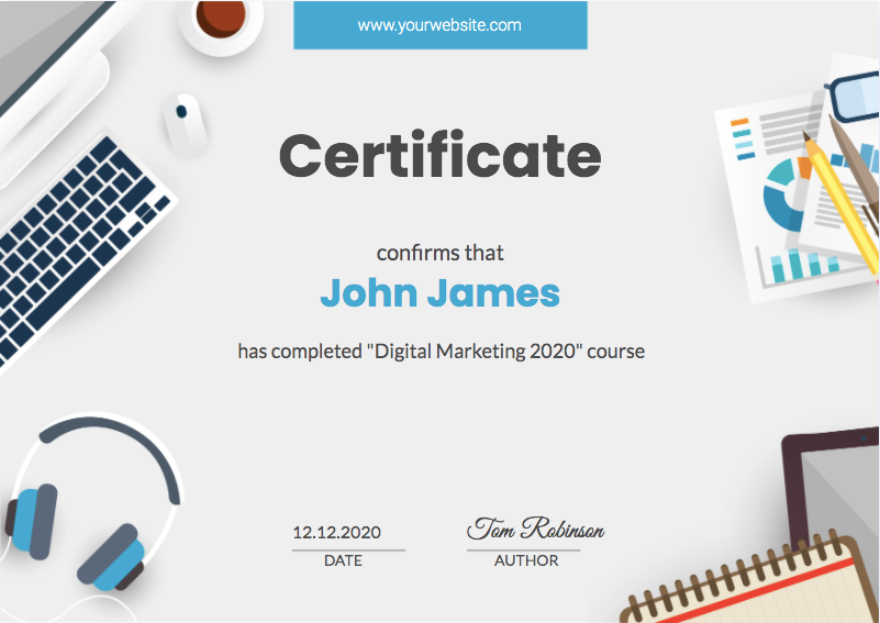 Modern template for course certificates