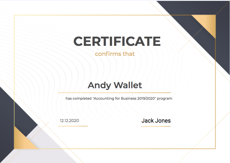 Classic templates for course certificates