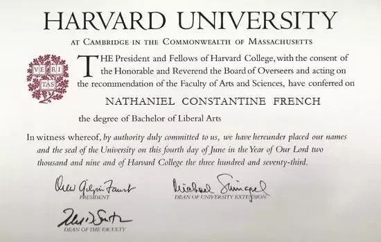 Harvard Diploma Certificate
