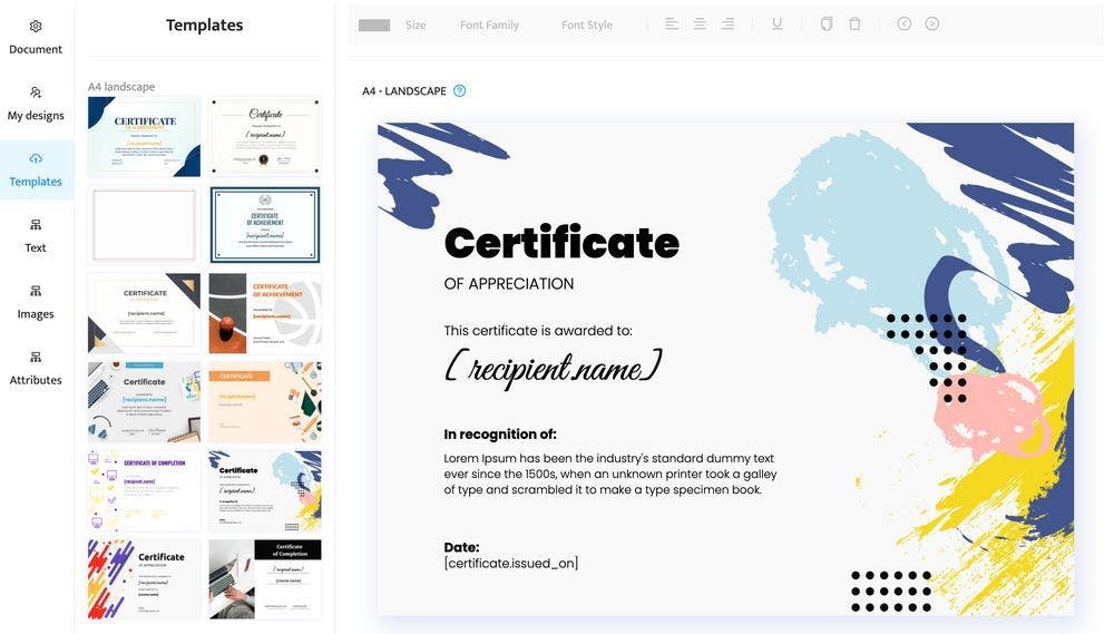 Using Certifier, you can build, design, create, issue and send certificates online in just a few clicks