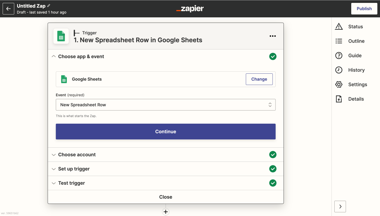 Zapier and Certifier: Choose a spreadsheet 