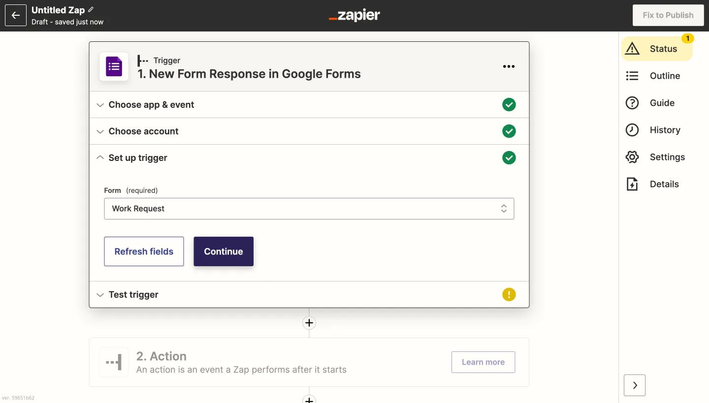 #4 Certifier - choose a form for set up Zap