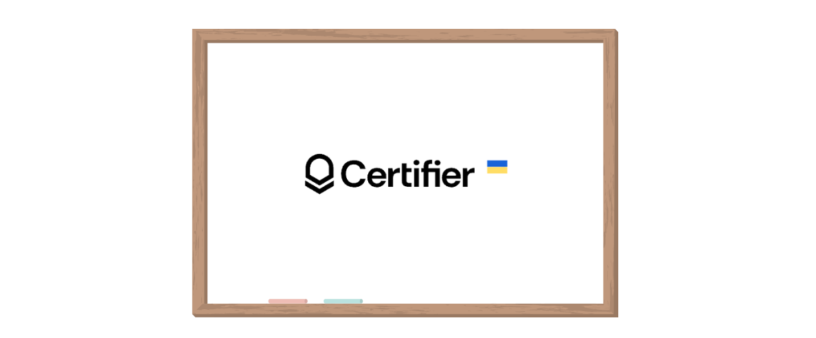 Certifier logo on a board as a tool for online test certificates for teachers.