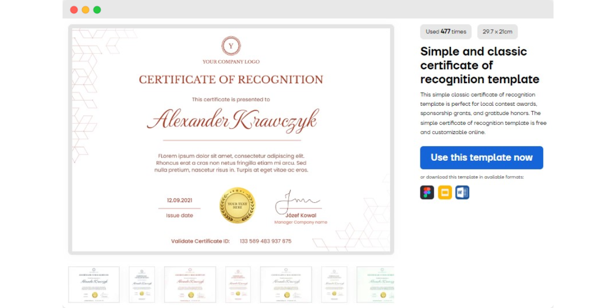 White with golden elements classic online test certificate template.