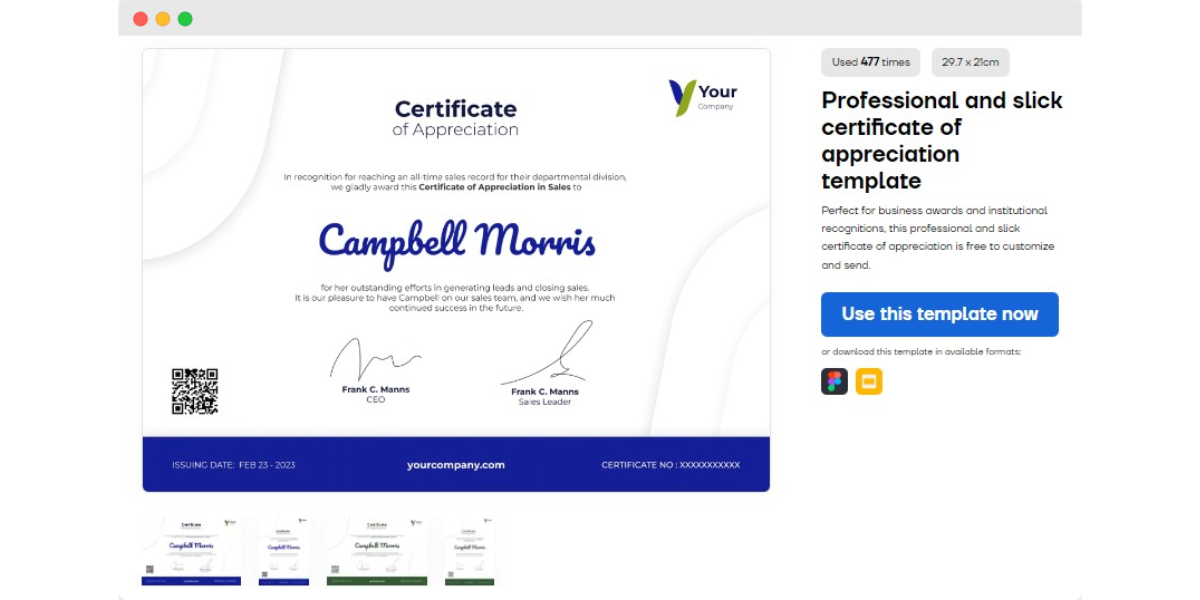 White and blue professional online test certificate template.