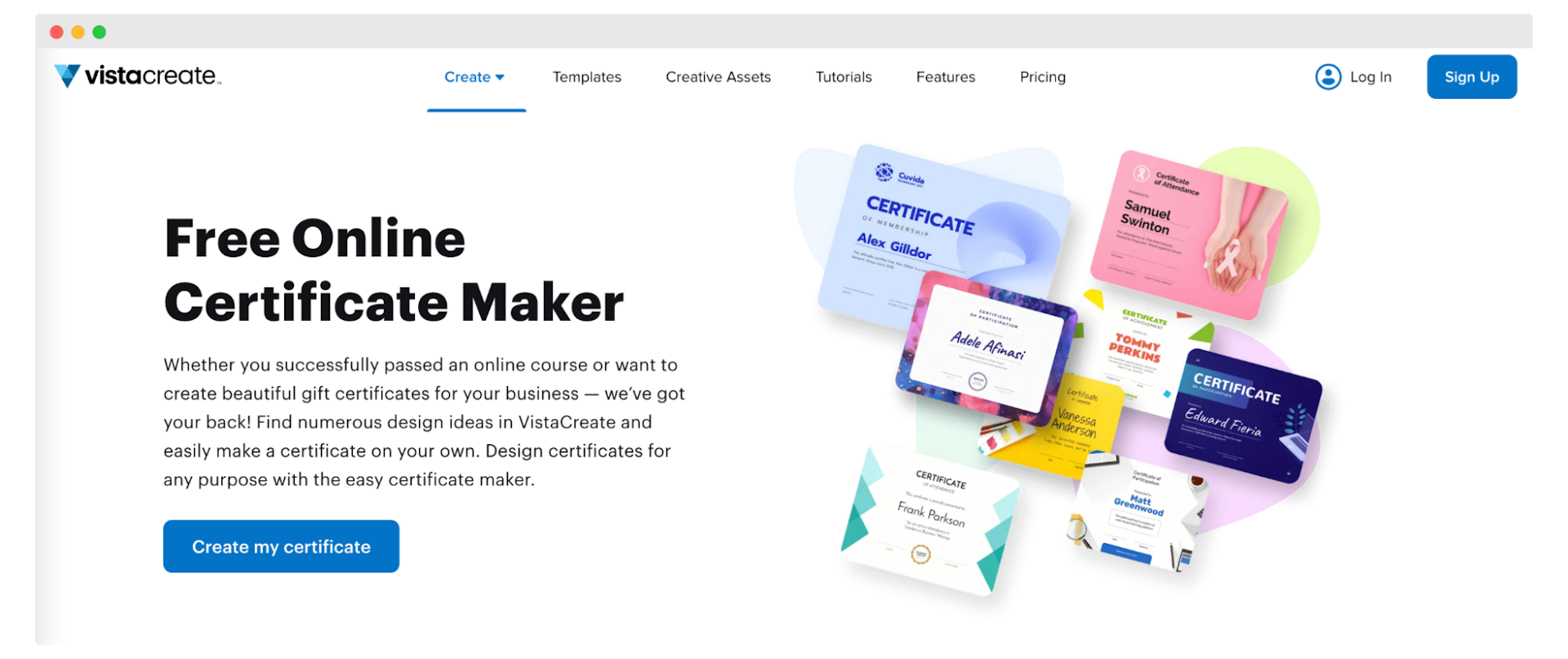 VistaCreate - online certificate maker.