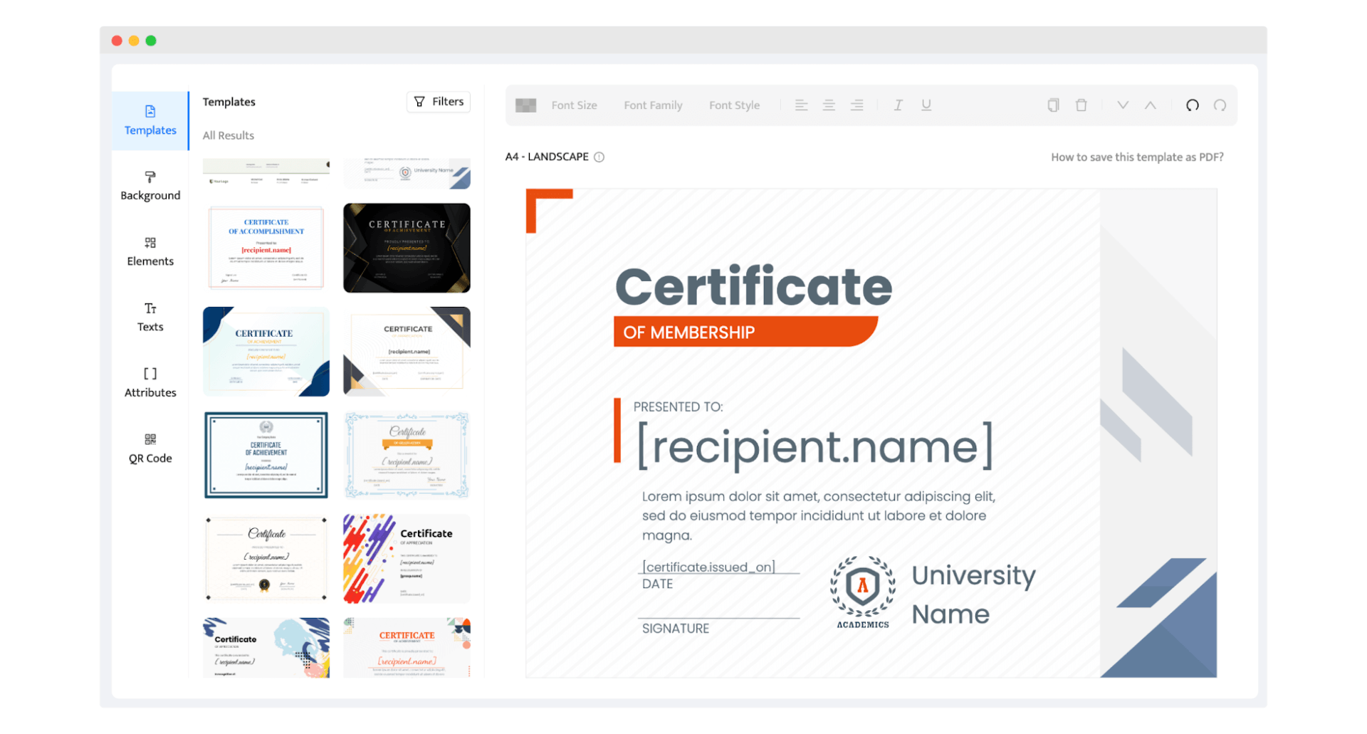 Certifier dashboard while creating membership certificates.