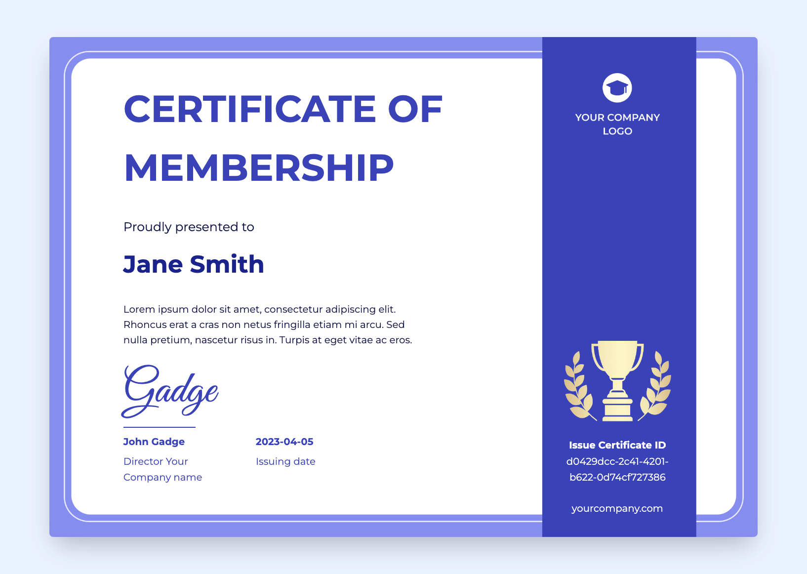 Amusing certificate of membership with different colors.