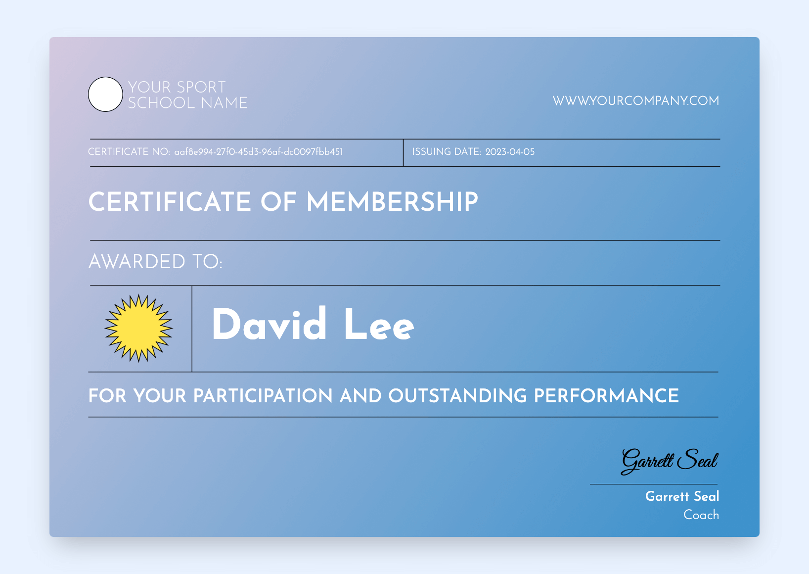Funny and colorful certificate of membership template.