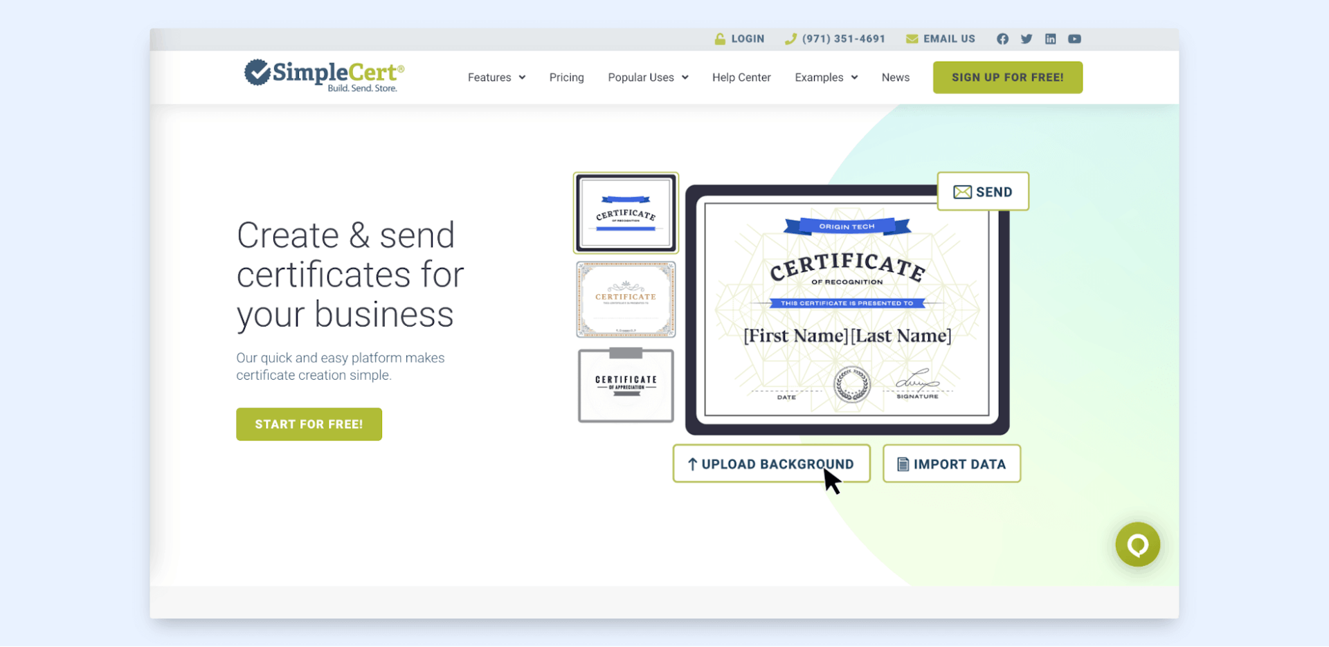 SimpleCert custom digital certificates.