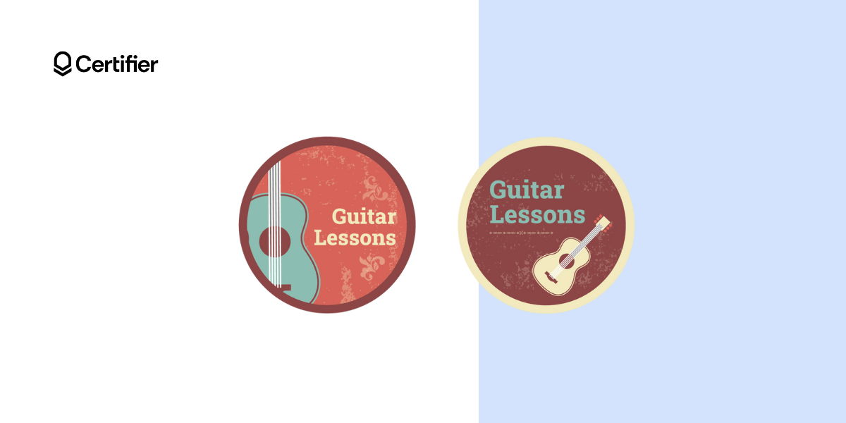 Guitar course badge template in vintage style from freepik.