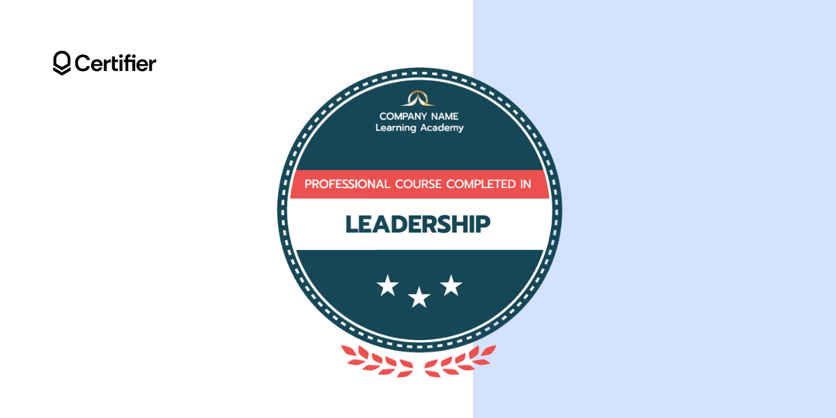 Elegant and professional leadership course badge template with red elements from Certifier library.