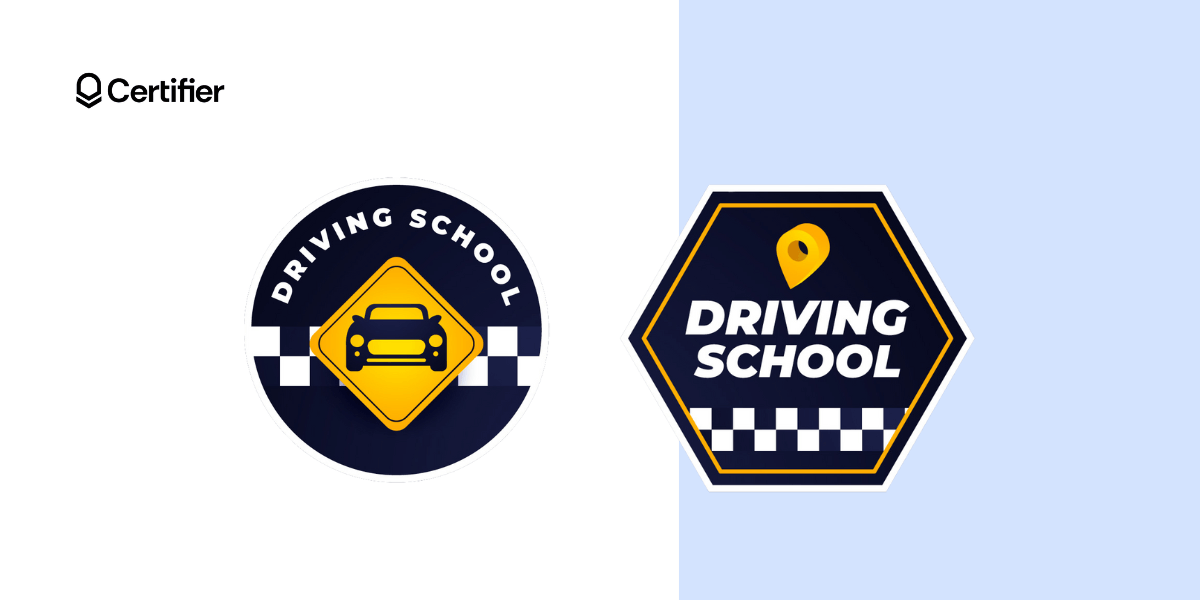 Driving course badge template inspo.