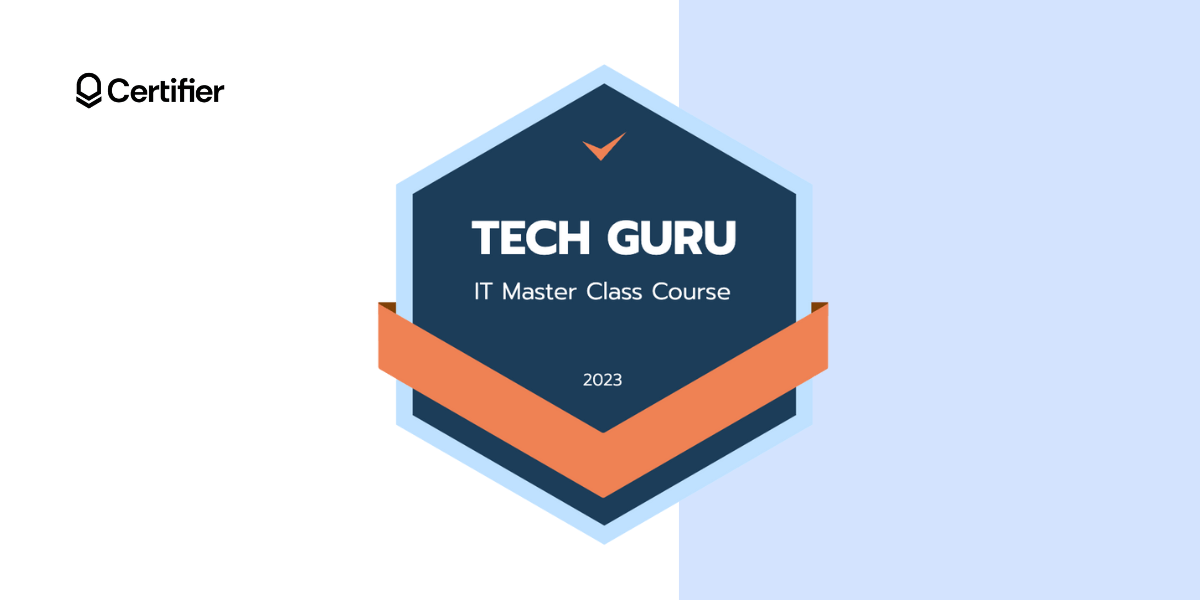 Editable and free badge template for technology online course.