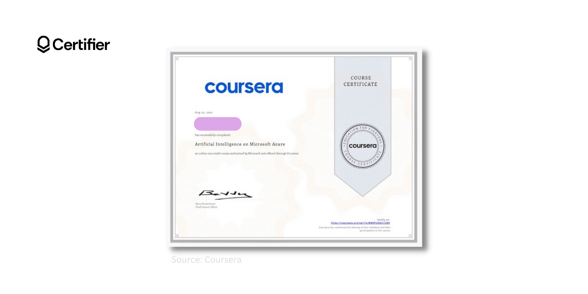 Coursera course certificate design inspiration.