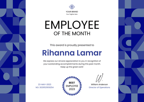 User-friendly and efficient employee of the month certificate template landscape