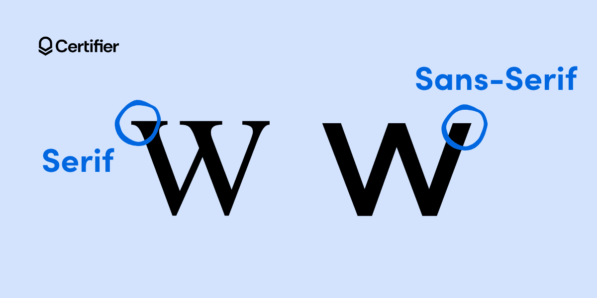 Serif vs. Sans Serif certificate fonts.
