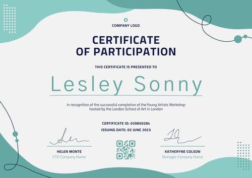 Clean and modern participation certificate template landscape